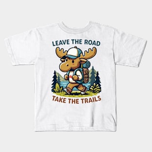 Moose Hiker Outdoor Adventure Hiking Kids T-Shirt